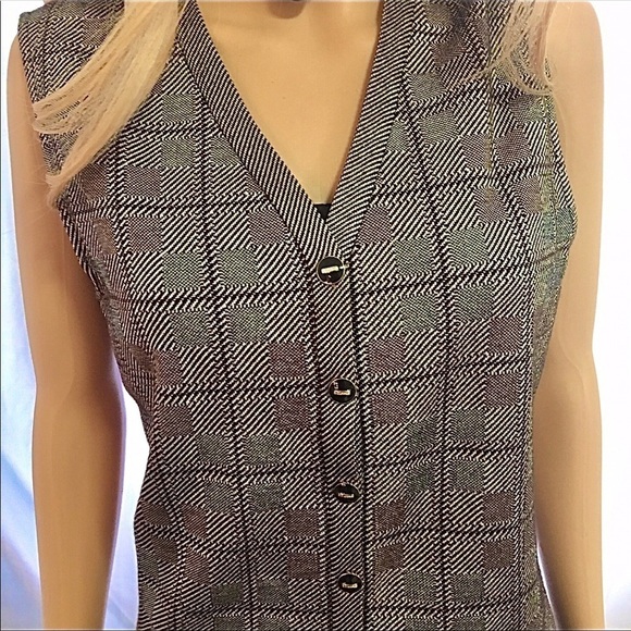 ST. JOHN -St John 3 pc Suit silver, black, brown Jacket 6 Vest 10 Pants … - Picture 5 of 12